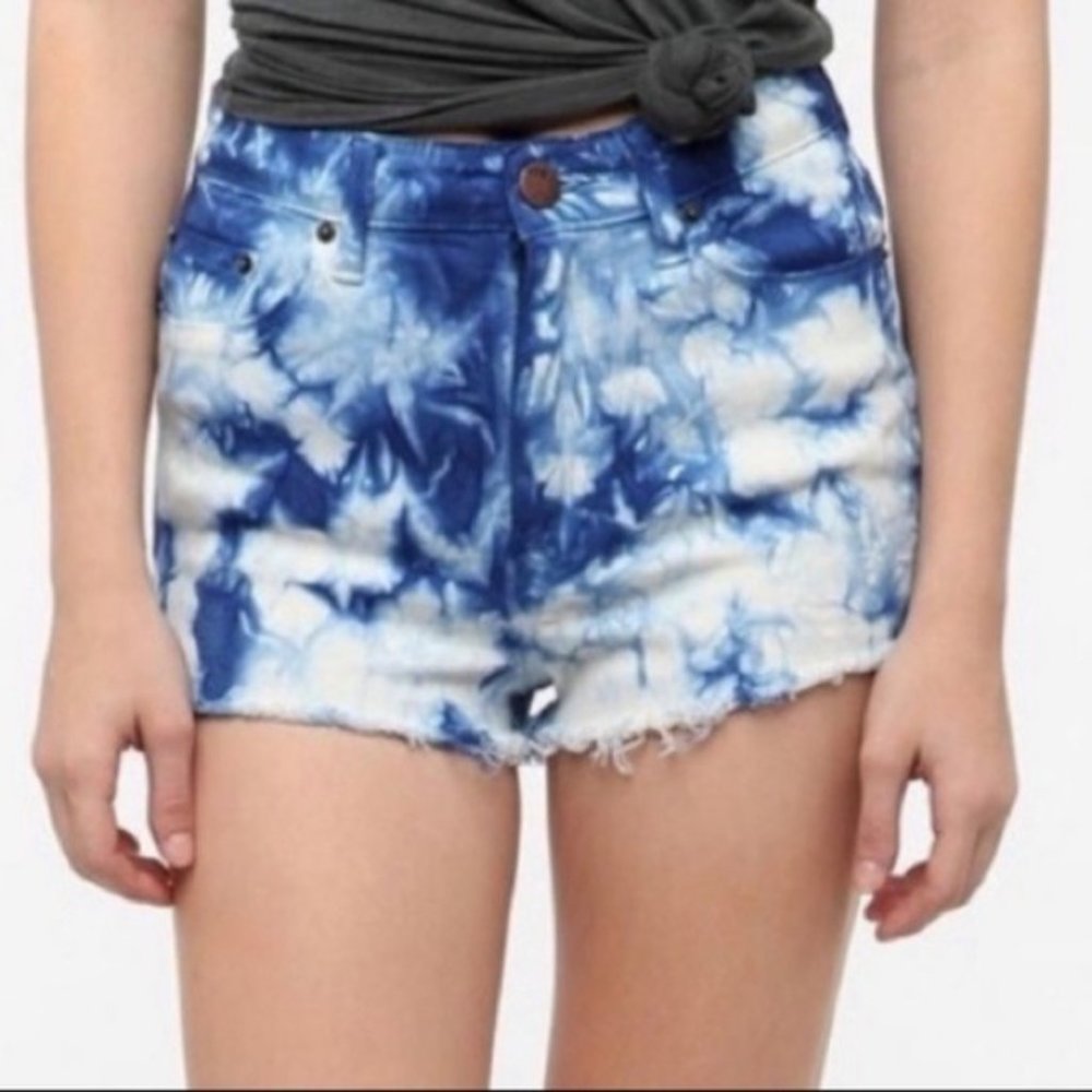 Urban Outfitters BDG High Rise Cheeky Tie Dye Jean Shorts